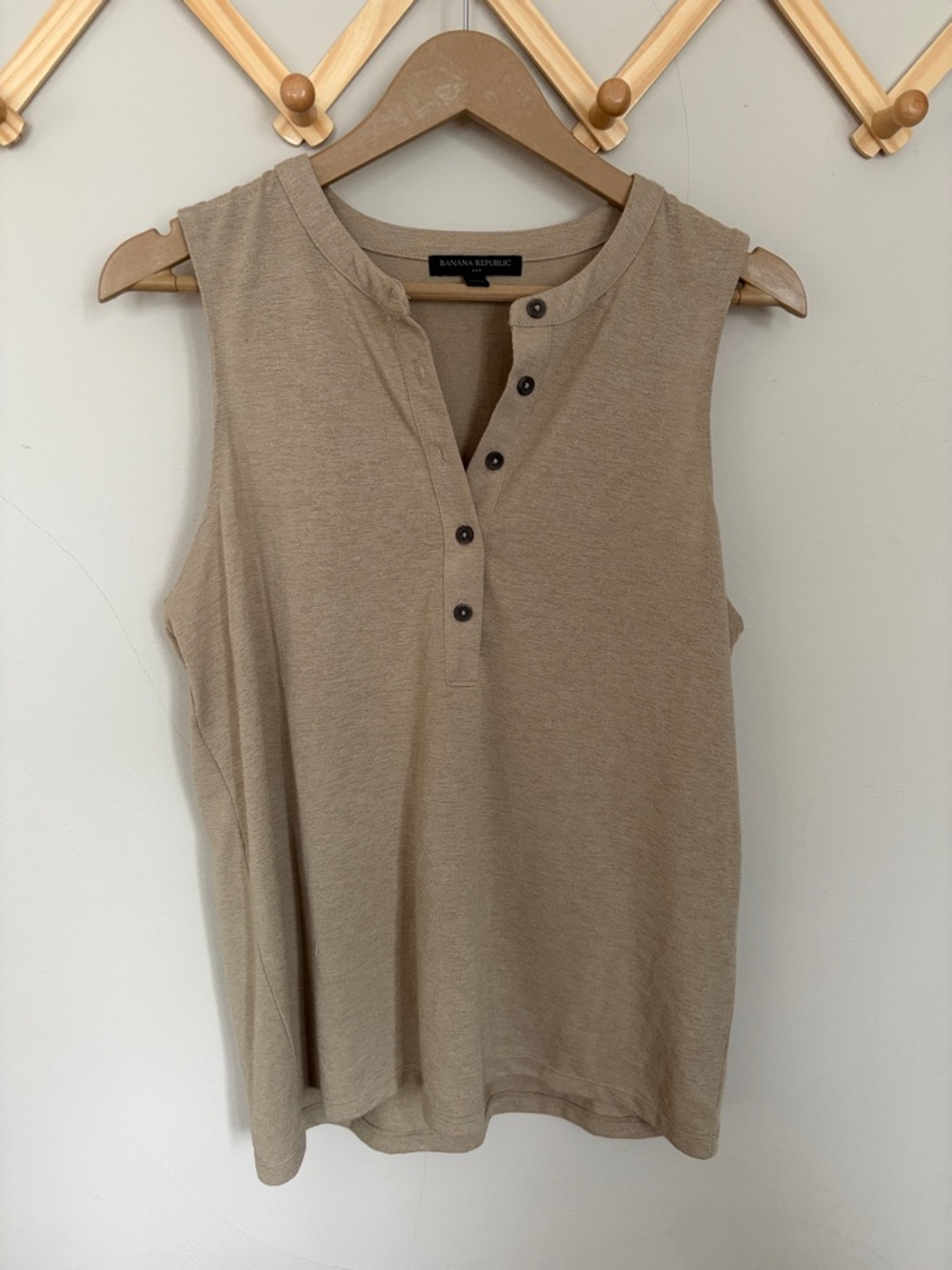 Banana Republic Sleeveless Henley Tank Top - Taupe